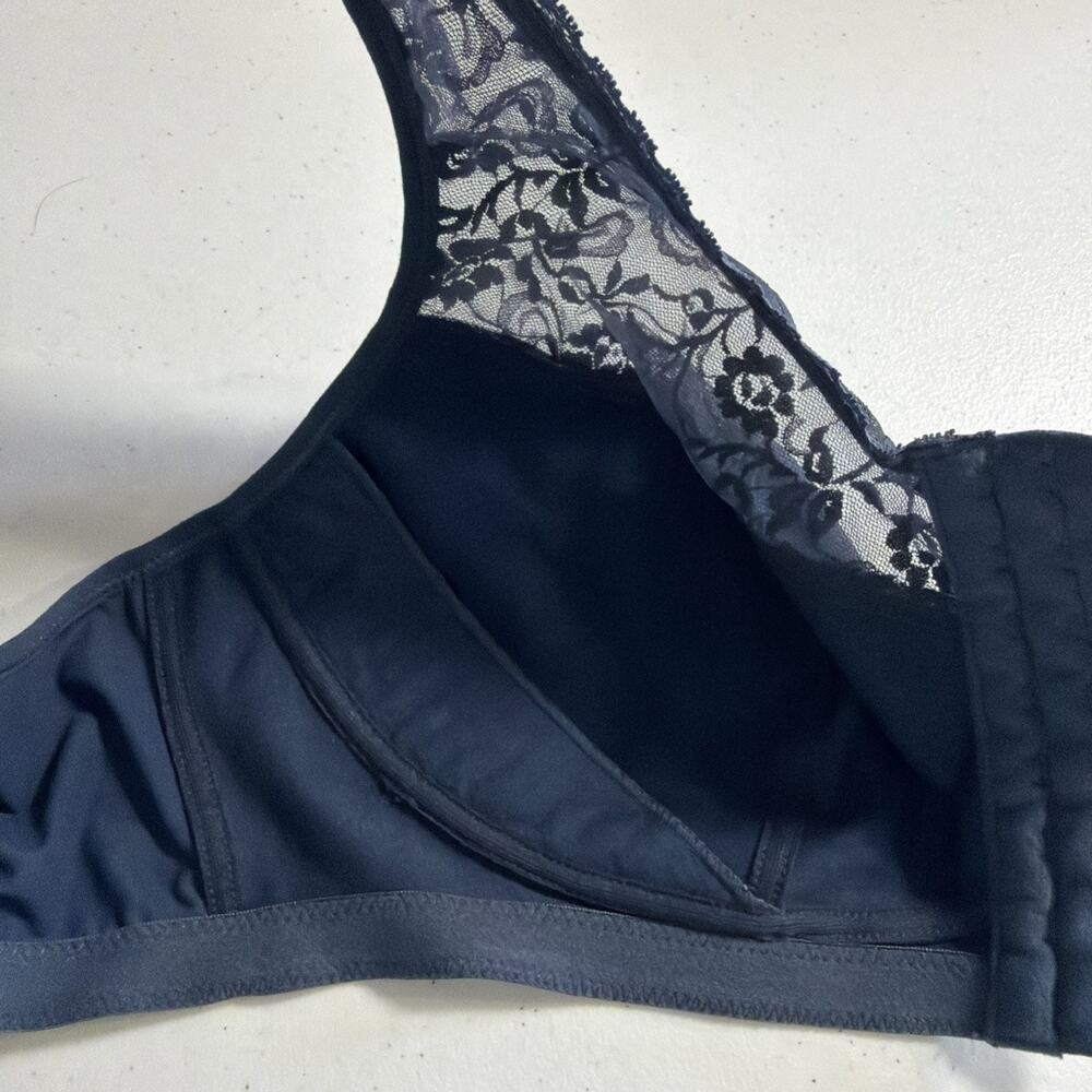 DELIMIRA Women Navy Front Closure Bra Full Coverage Wirefree Lace Racerback 38DD - Picture 11 of 12